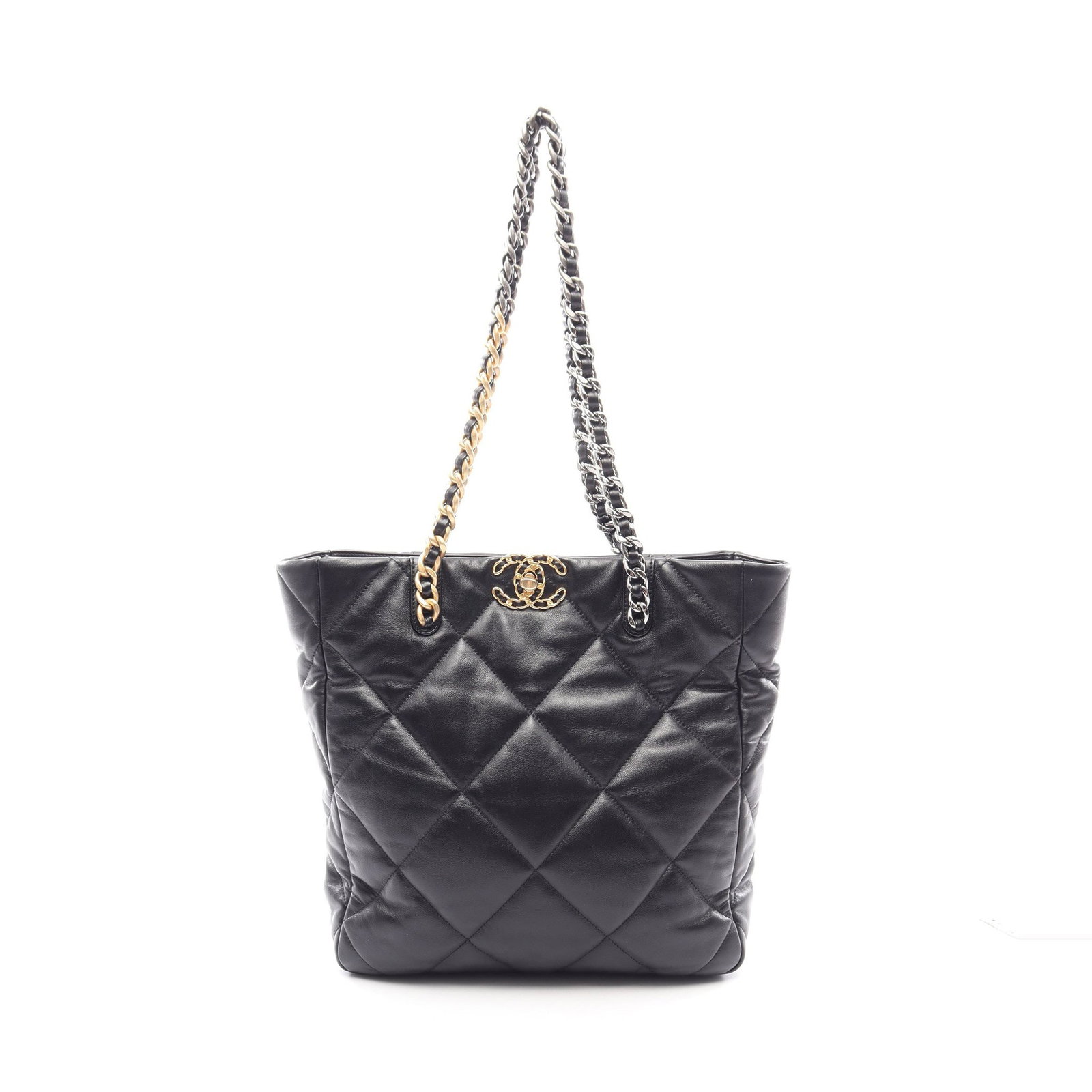 Chanel 19 Chain Bag Black: Black lambskin Chanel 19 chain shoulder bag.