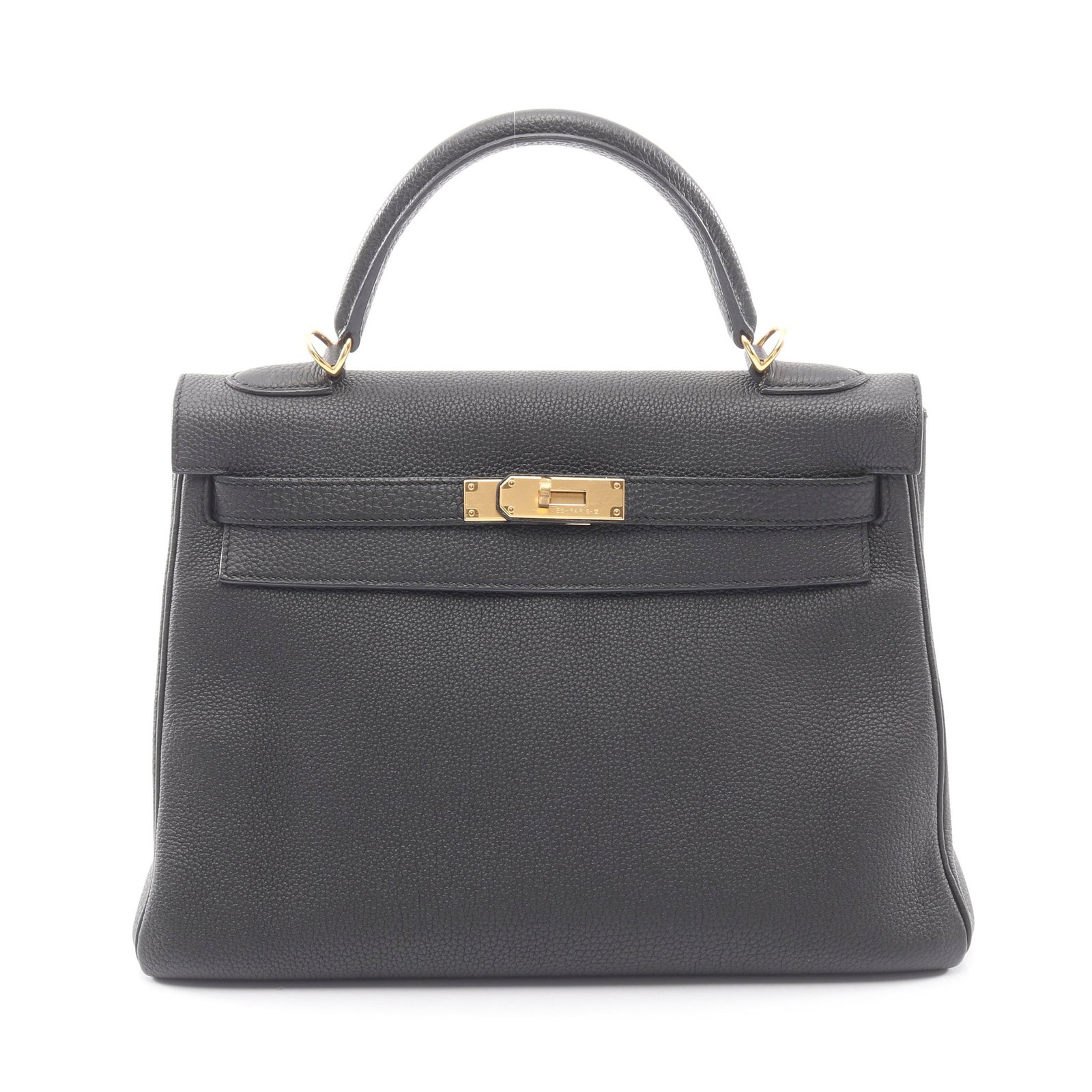 Hermes Kelly 32 Black: Black Togo inner stitch 2-way handbag with gold-tone hardware.