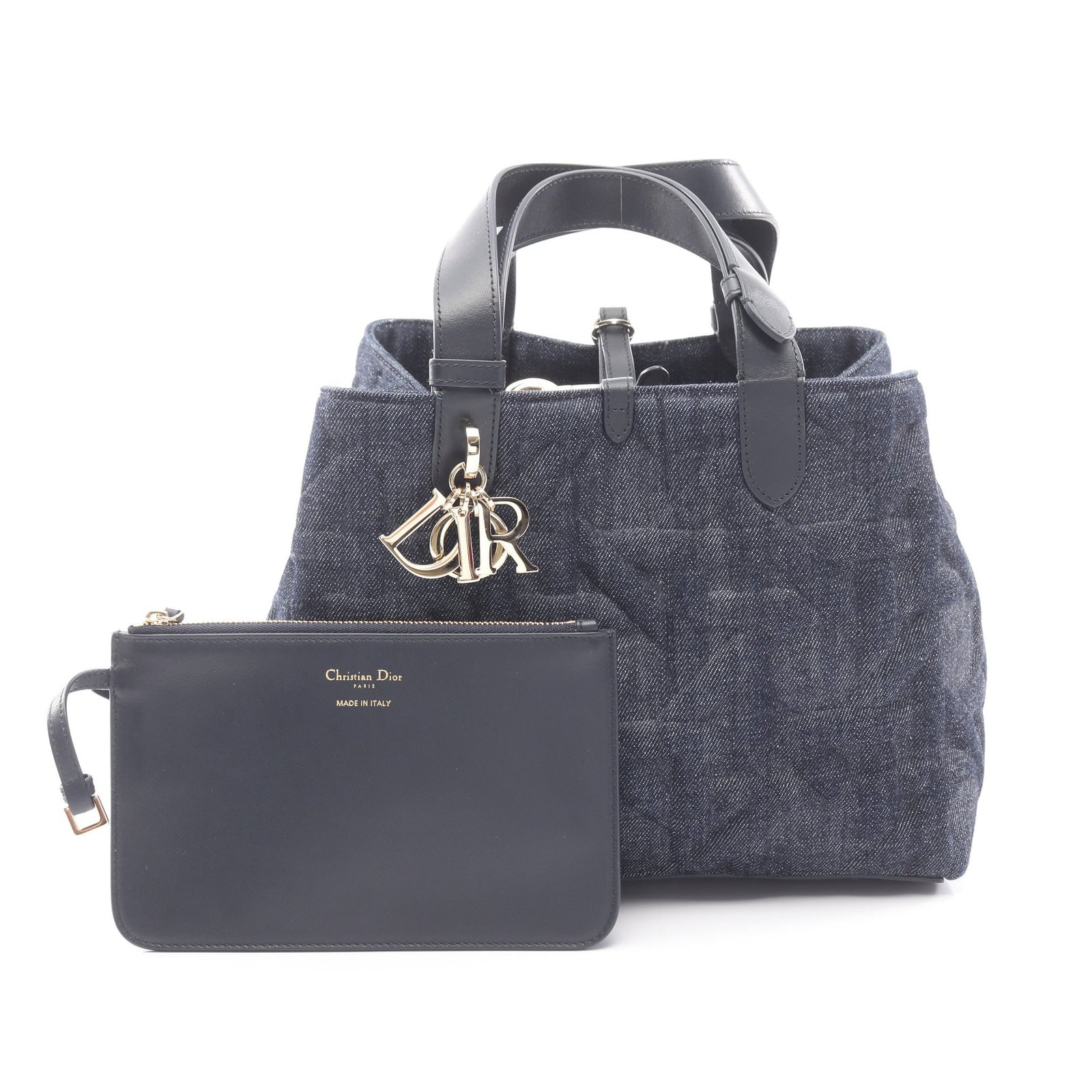 Dior Toujours Medium: Navy denim and leather handbag.