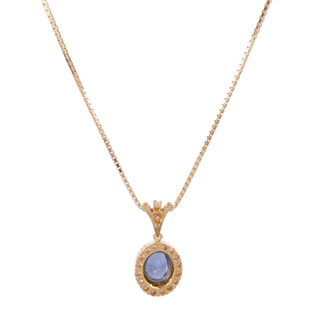 Sapphire Diamond Necklace Yellow Gold: Sapphire and diamond necklace in 18K yellow gold.