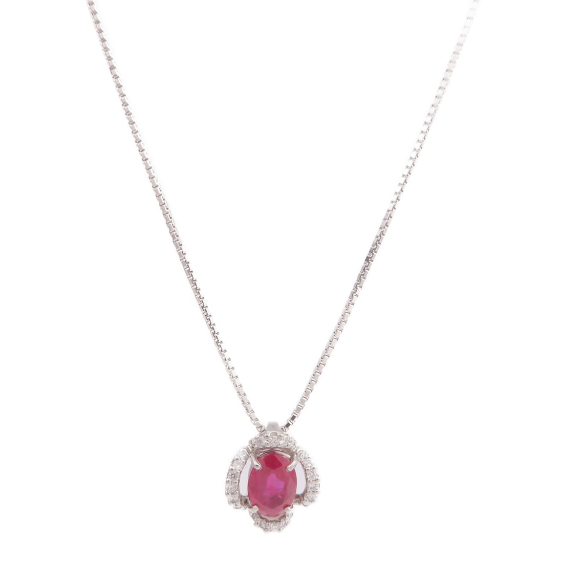Ruby Diamond Necklace Platinum: Ruby and diamond necklace in PT900 and PT850 platinum.