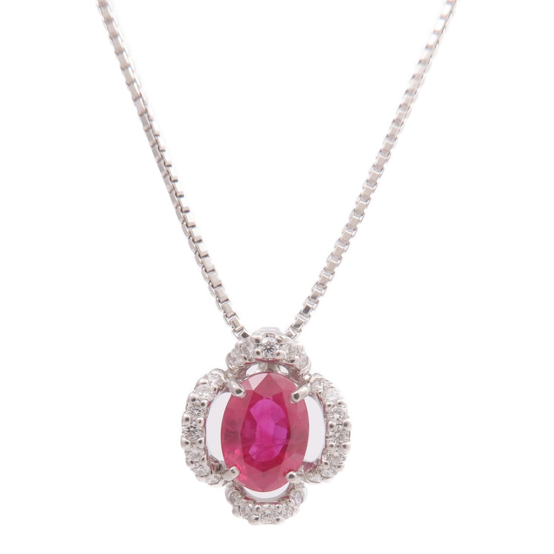 Ruby Diamond Necklace Platinum - 3