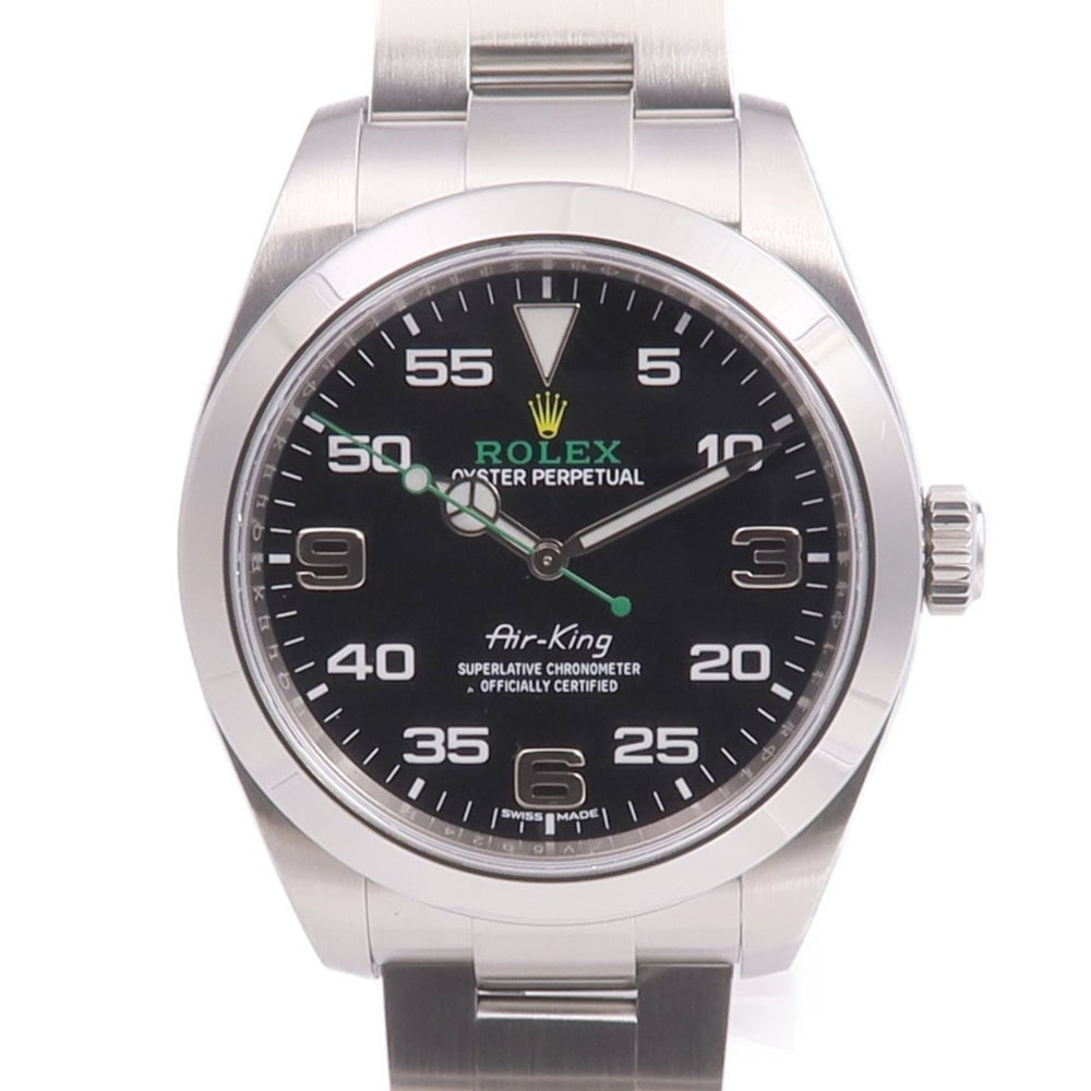 Rolex Air-King 116900 Automatic: Black automatic watch in stainless steel. Includes guarantee. 40mm case, max wrist 16.5cm.