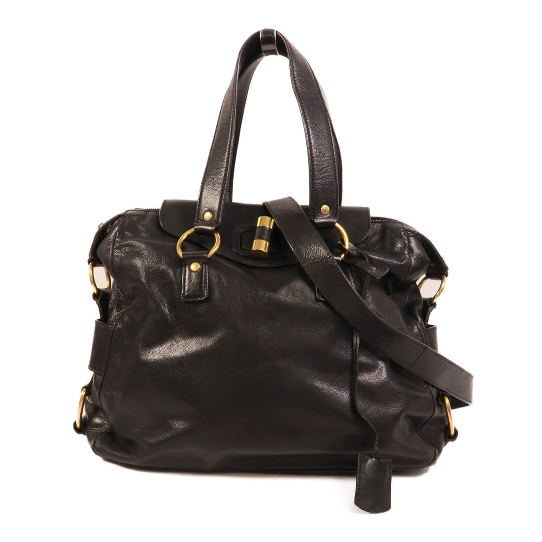 Saint Laurent Muse 2 Way Black: Muse 2 way shoulder bag in black calfskin. Includes shoulder strap and clochette. Size 33 x 26 x 10 cm.