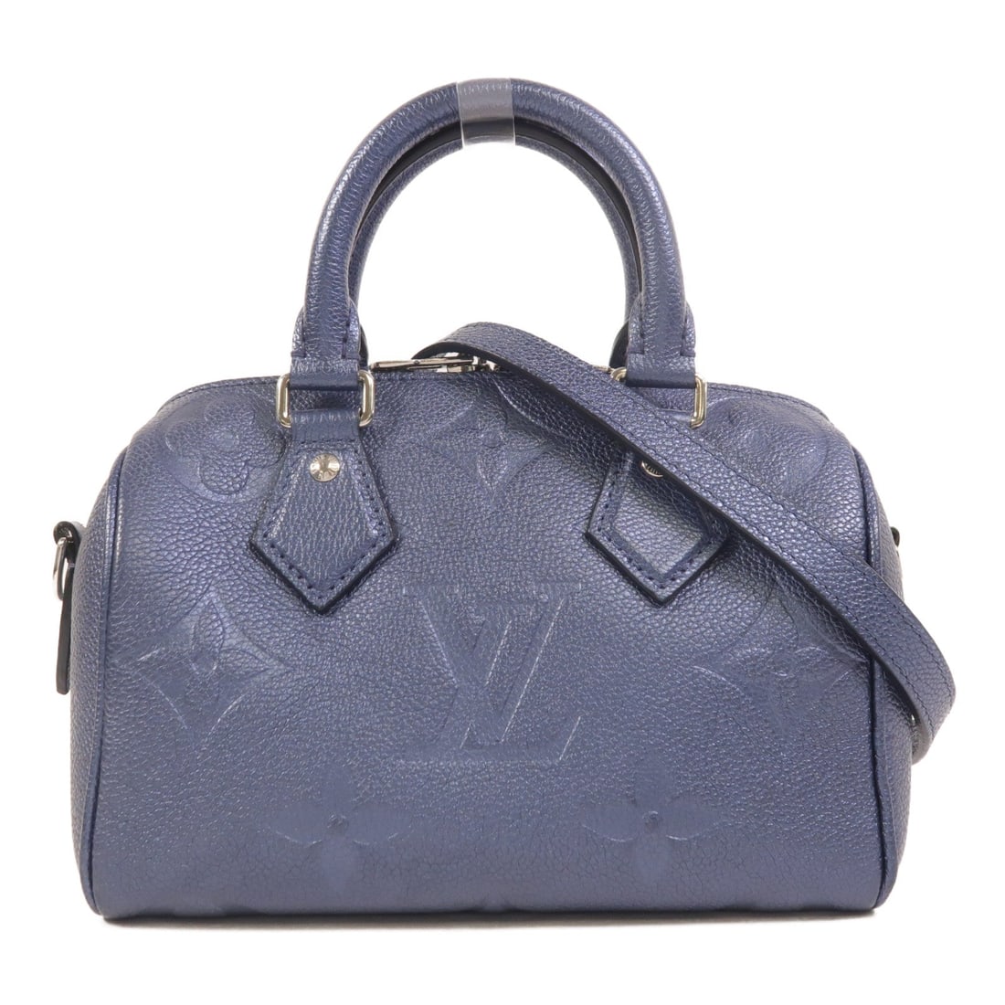 Louis Vuitton Speedy Bandouliere 20: Dark blue monogram empreinte 2 way bag.