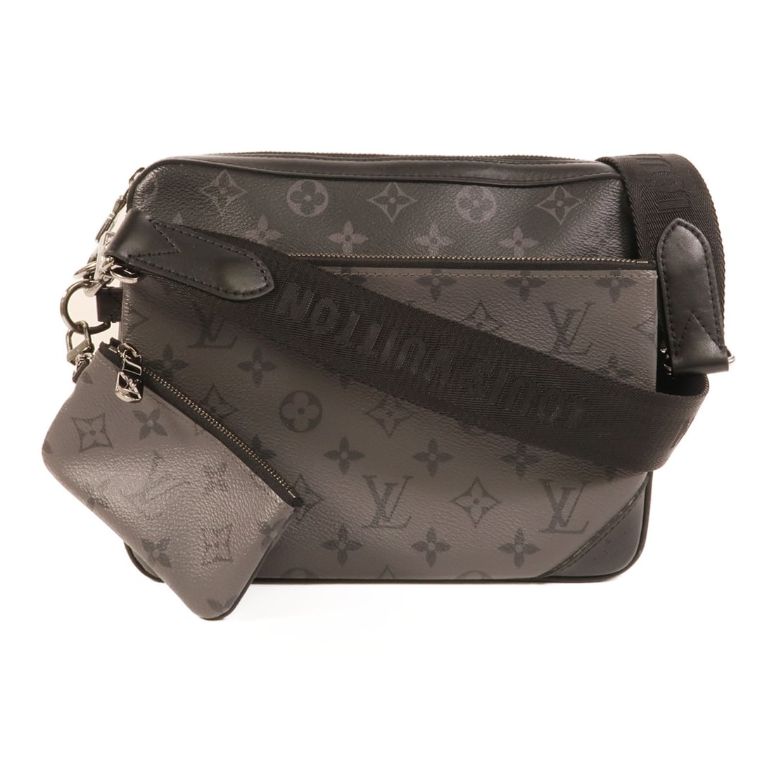 Louis Vuitton Trio Messenger: Black and gray monogram eclipse reverse messenger.
