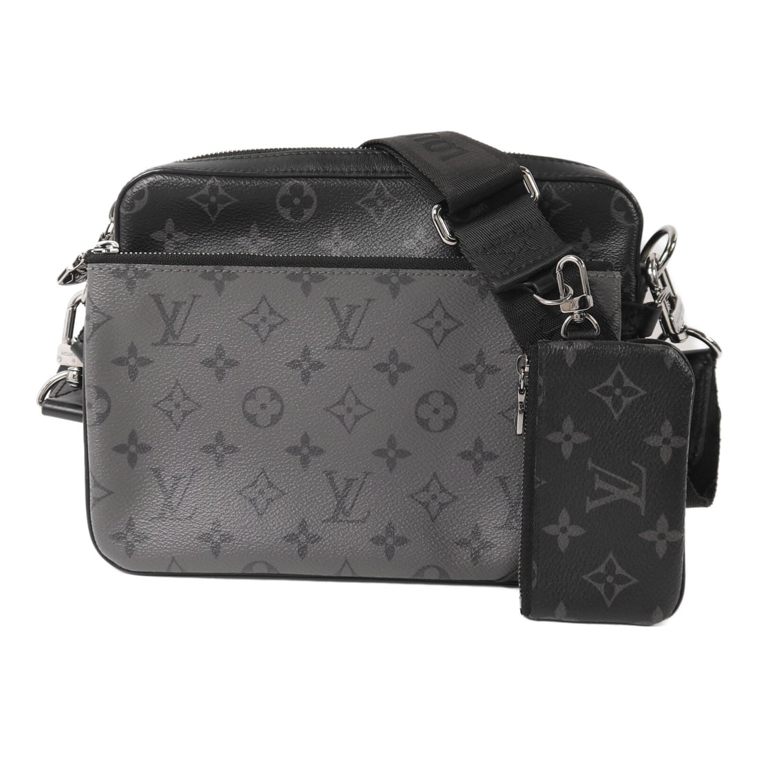 Louis Vuitton Trio Messenger: Black and gray monogram eclipse reverse messenger.