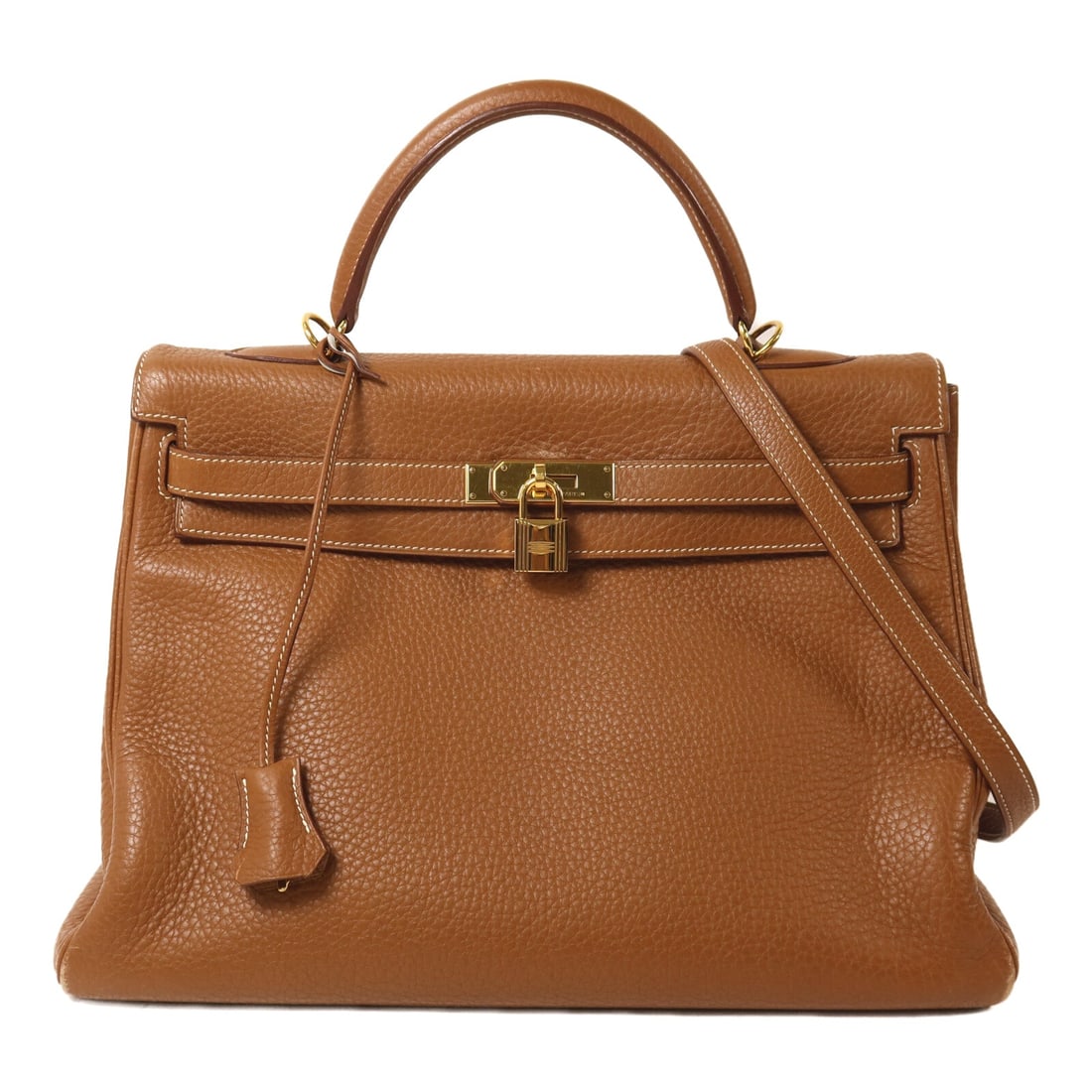 Hermes Kelly 35 Gold: Gold Togo leather 2-way shoulder bag with gold-tone hardware.