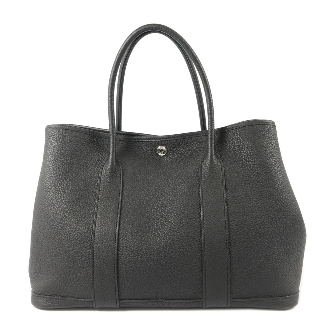 Hermes Garden Party PM Noir: Noir Negonda leather handbag.