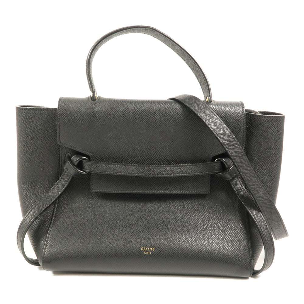 Celine Micro Belt Bag Black: Micro Belt Bag 2 way shoulder bag in black calfskin. Includes shoulder strap. Size 24 x 19 x 13 cm.