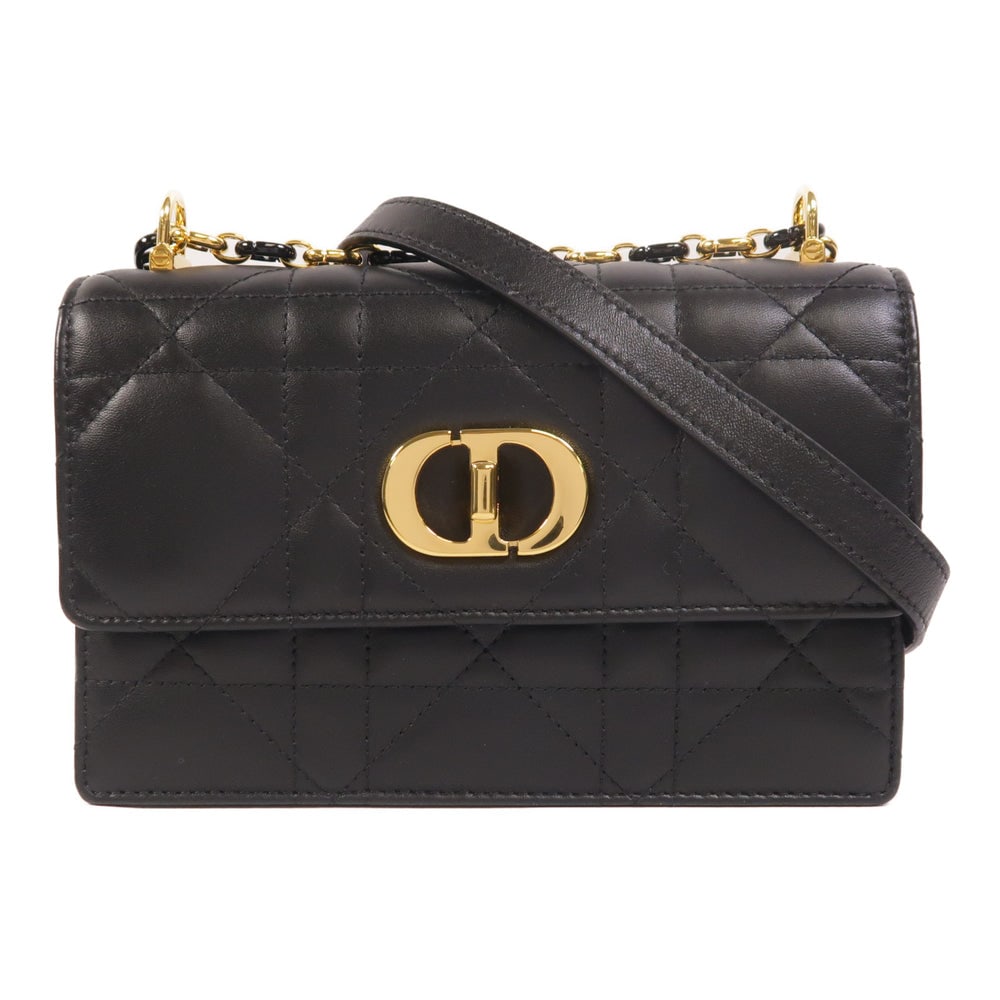 Dior Miss Caro Mini Chain: Black lambskin mini chain shoulder bag.
