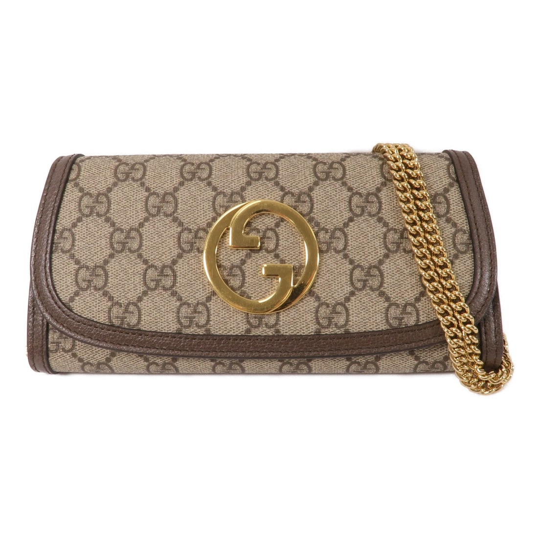 Gucci Blondie WOC Brown: Blondie wallet with chain shoulder bag 725215 in brown coated canvas. Size 21 x 10 x 4 cm.