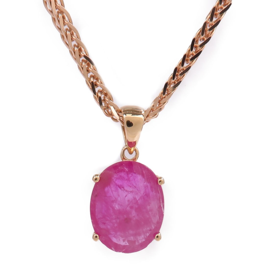 Ruby Necklace Yellow Pink Gold - 3