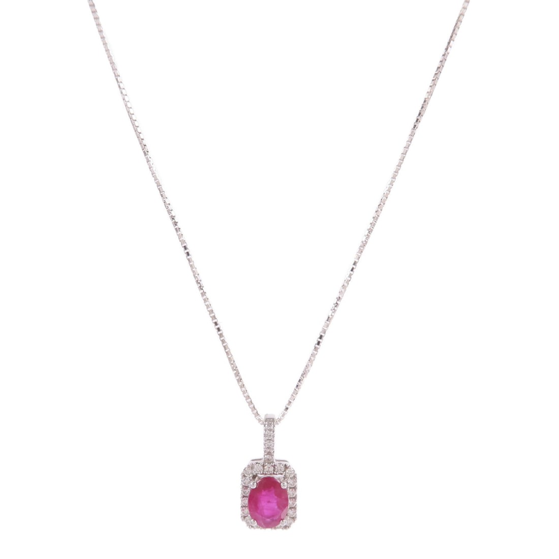 Ruby Diamond Necklace 18K White Gold (1 of 10)