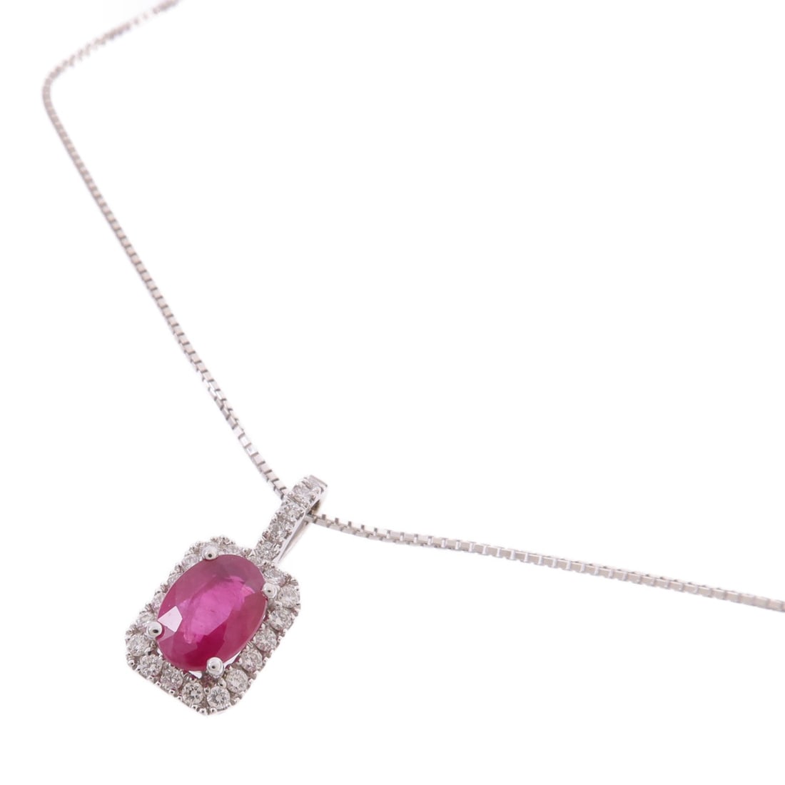 Ruby Diamond Necklace 18K White Gold - 3