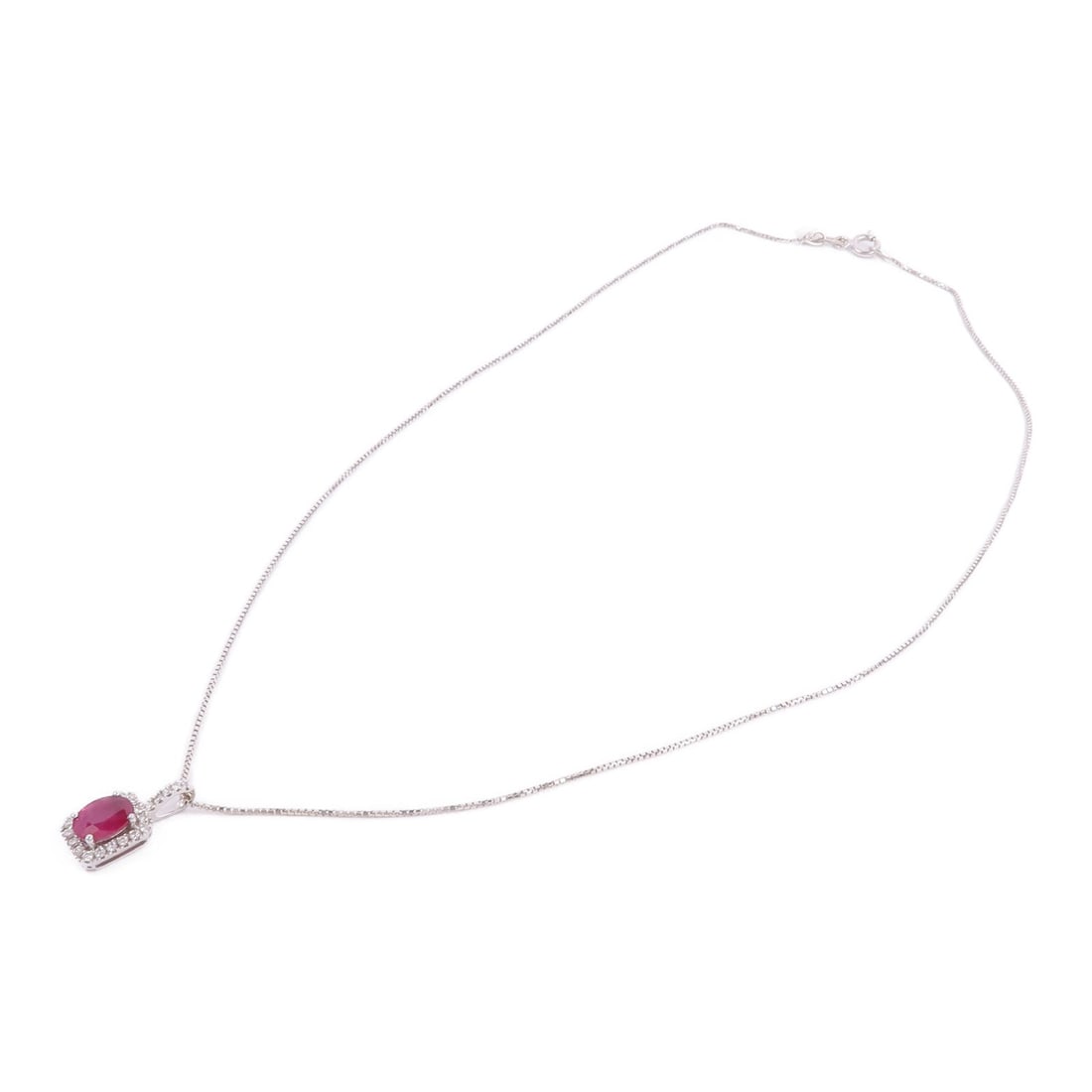 Ruby Diamond Necklace 18K White Gold - 4