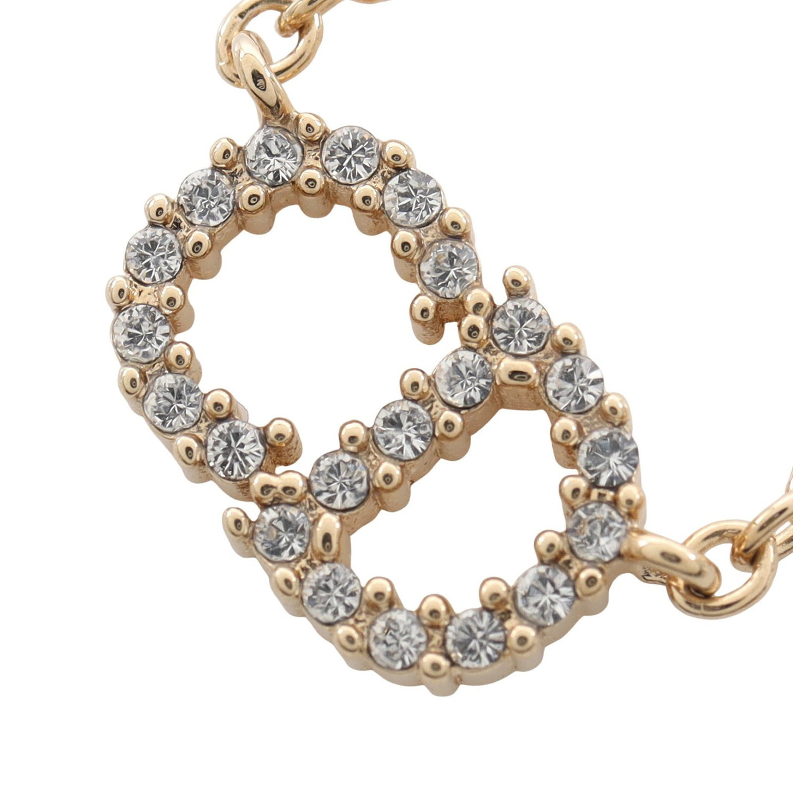 Dior CD Rhinestone Necklace Gold: CD logo necklace in gold plated finish with clear rhinestones.