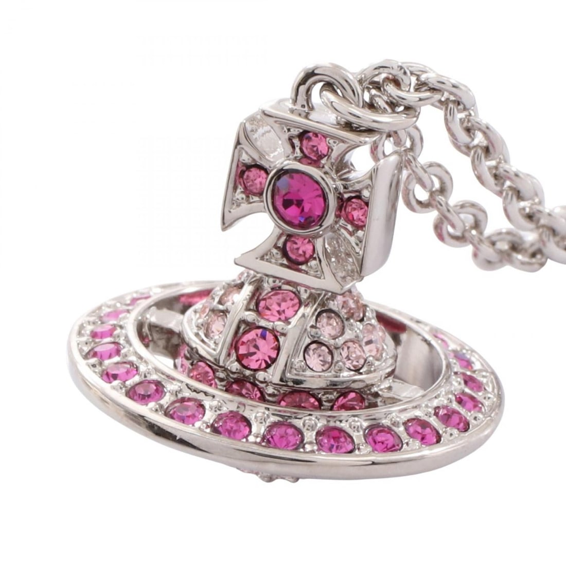 Vivienne KIKA Orb Silver Pink: KIKA ORB necklace in silver tone with pink rhinestones.