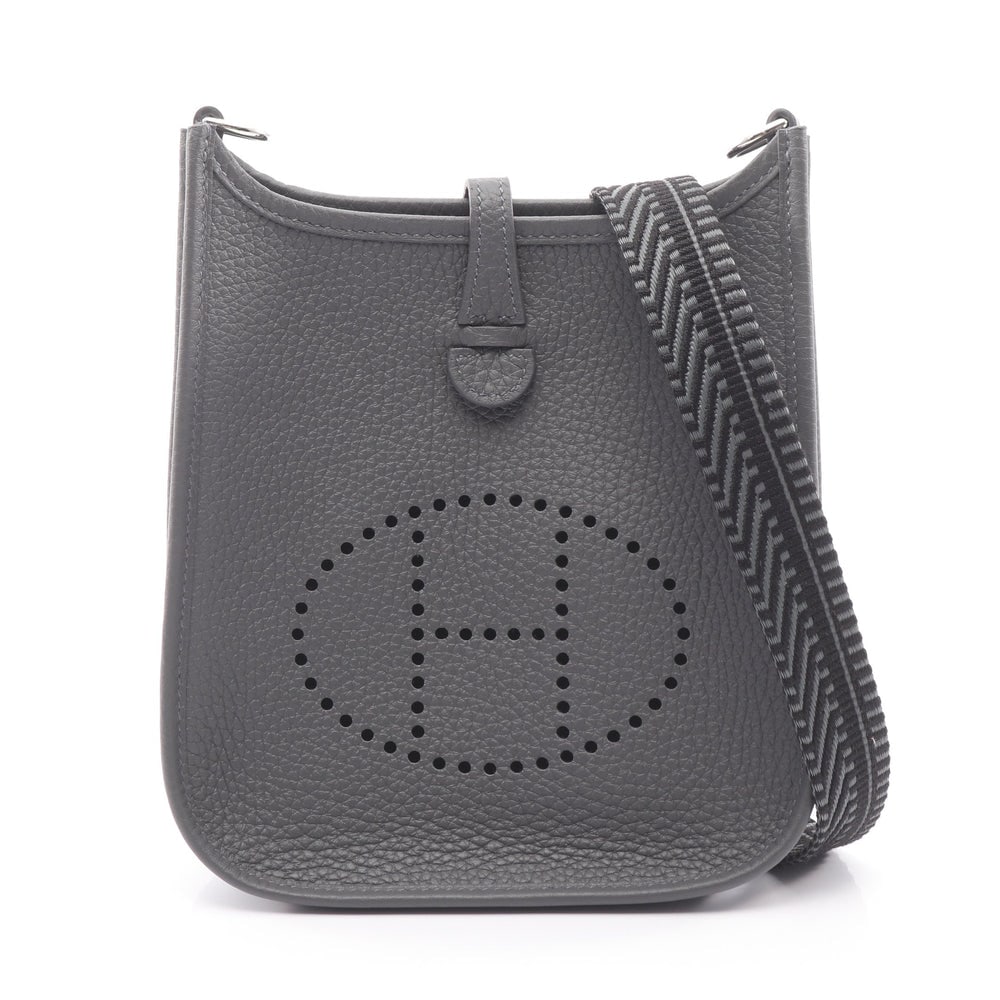 Hermes Evelyne TPM Ardoise: Dark gray Clemence leather shoulder bag.