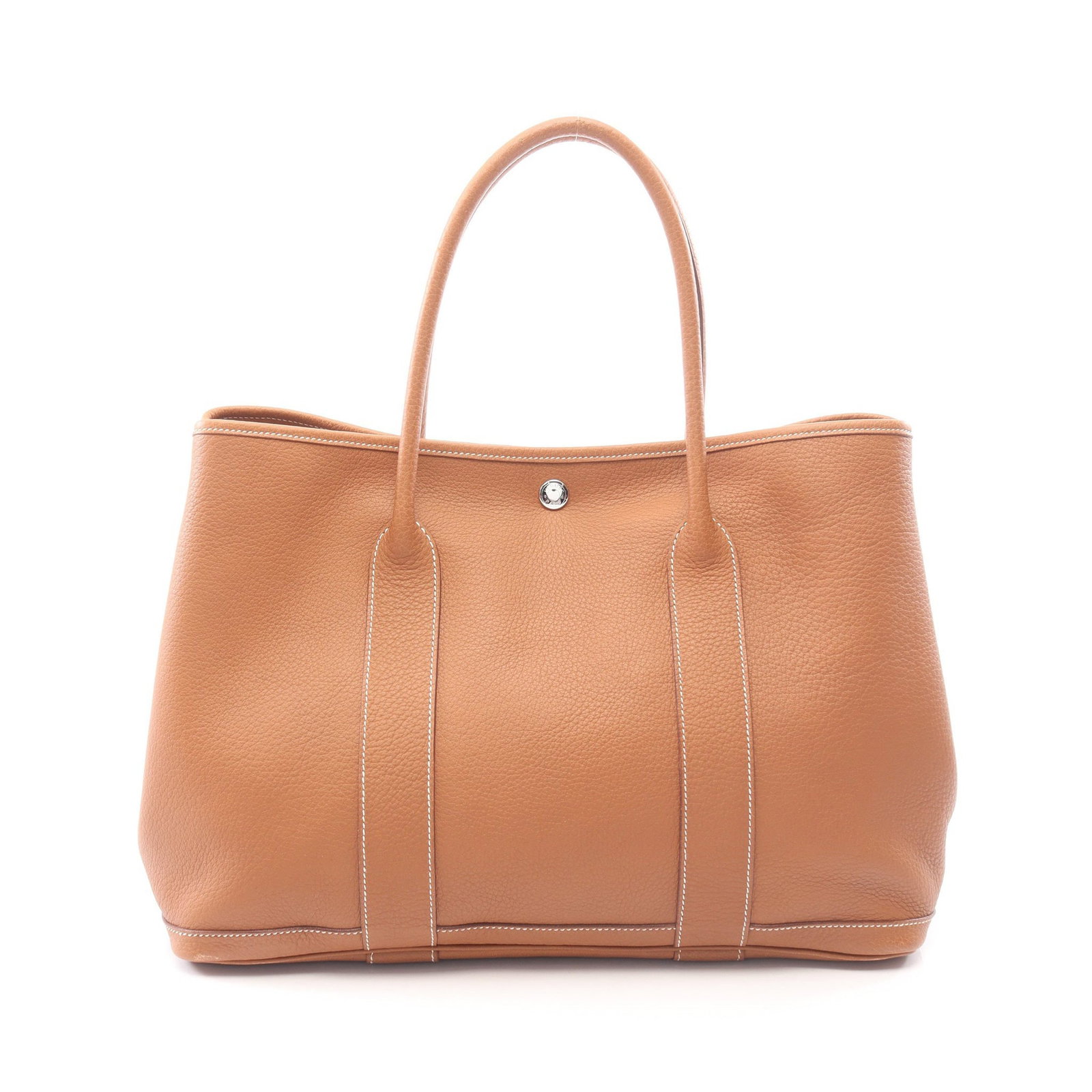 Hermes Garden Party PM Gold: Gold Negonda leather tote bag with silver-tone hardware.