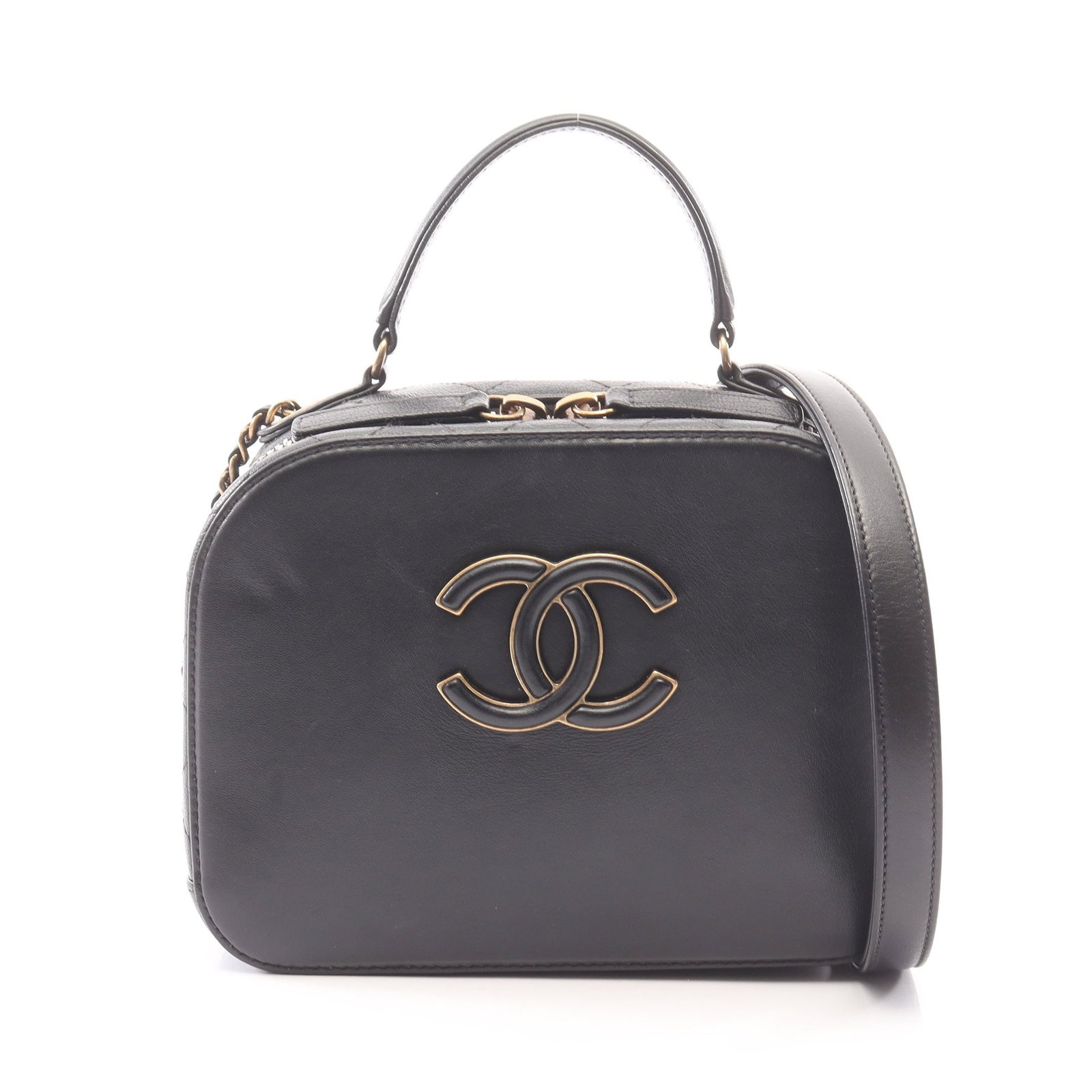 Chanel Coco Mark 2 Way Bag: Black caviar skin and lambskin 2 way bag.