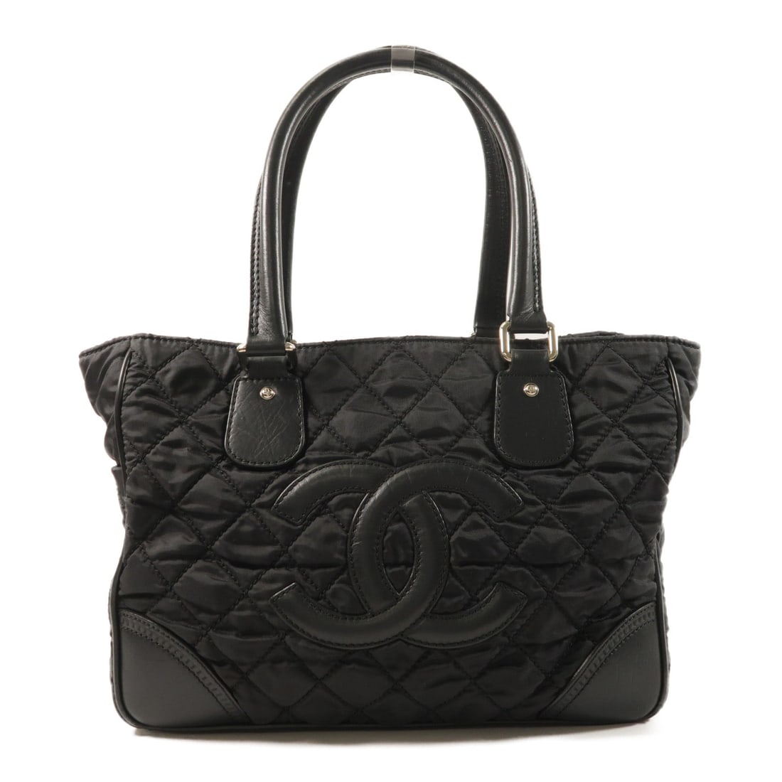 Chanel Nylon Shoulder Bag: Black nylon shoulder bag.