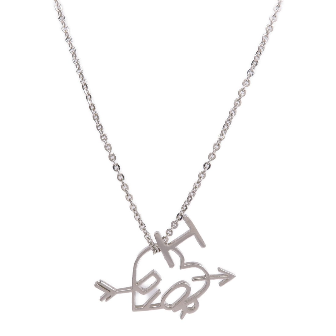 Dior CD Metal Silver Necklace: Christian Dior CD necklace in silver tone metal.