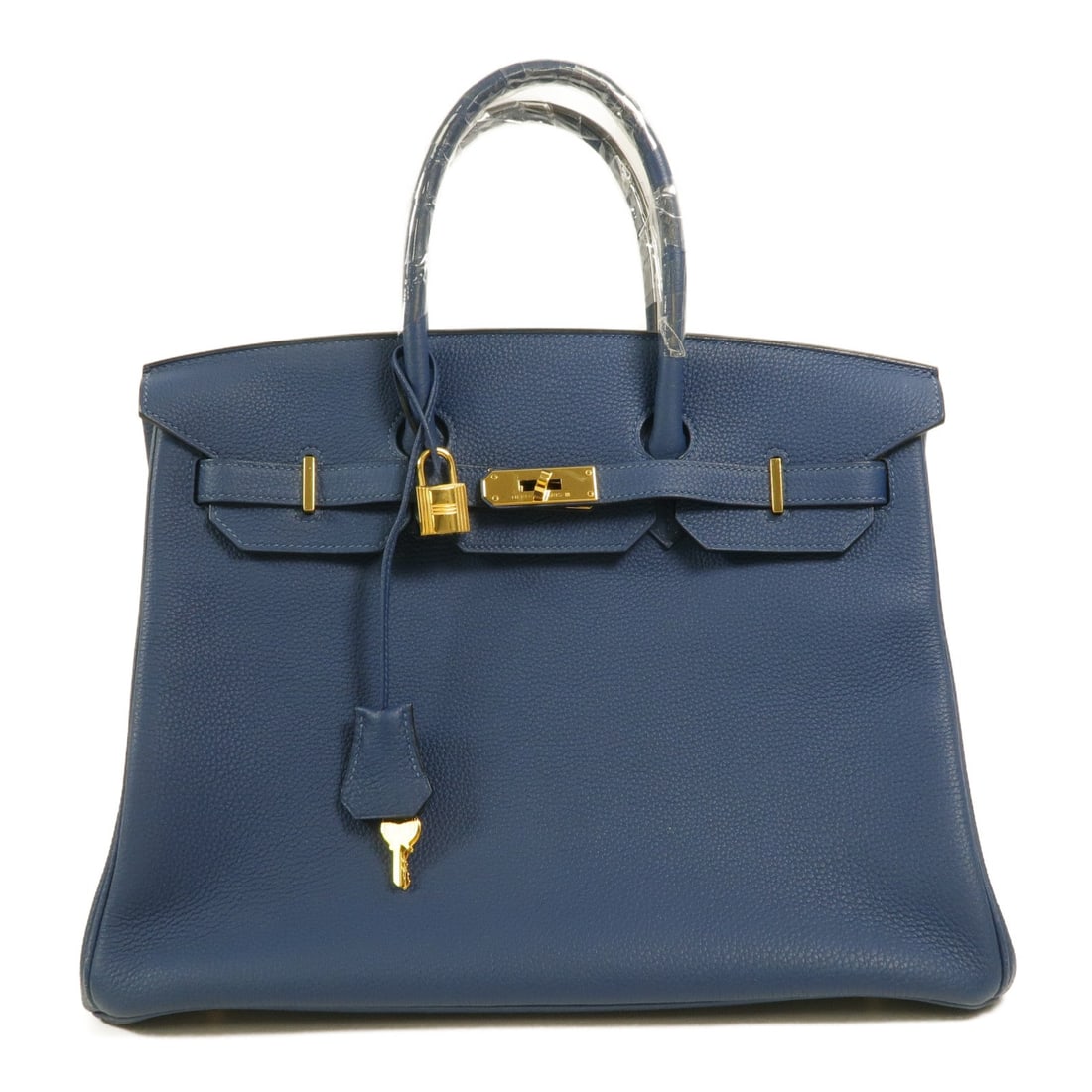 Hermes Birkin 35 Deep Blue: Deep blue Togo leather handbag with gold-tone hardware.