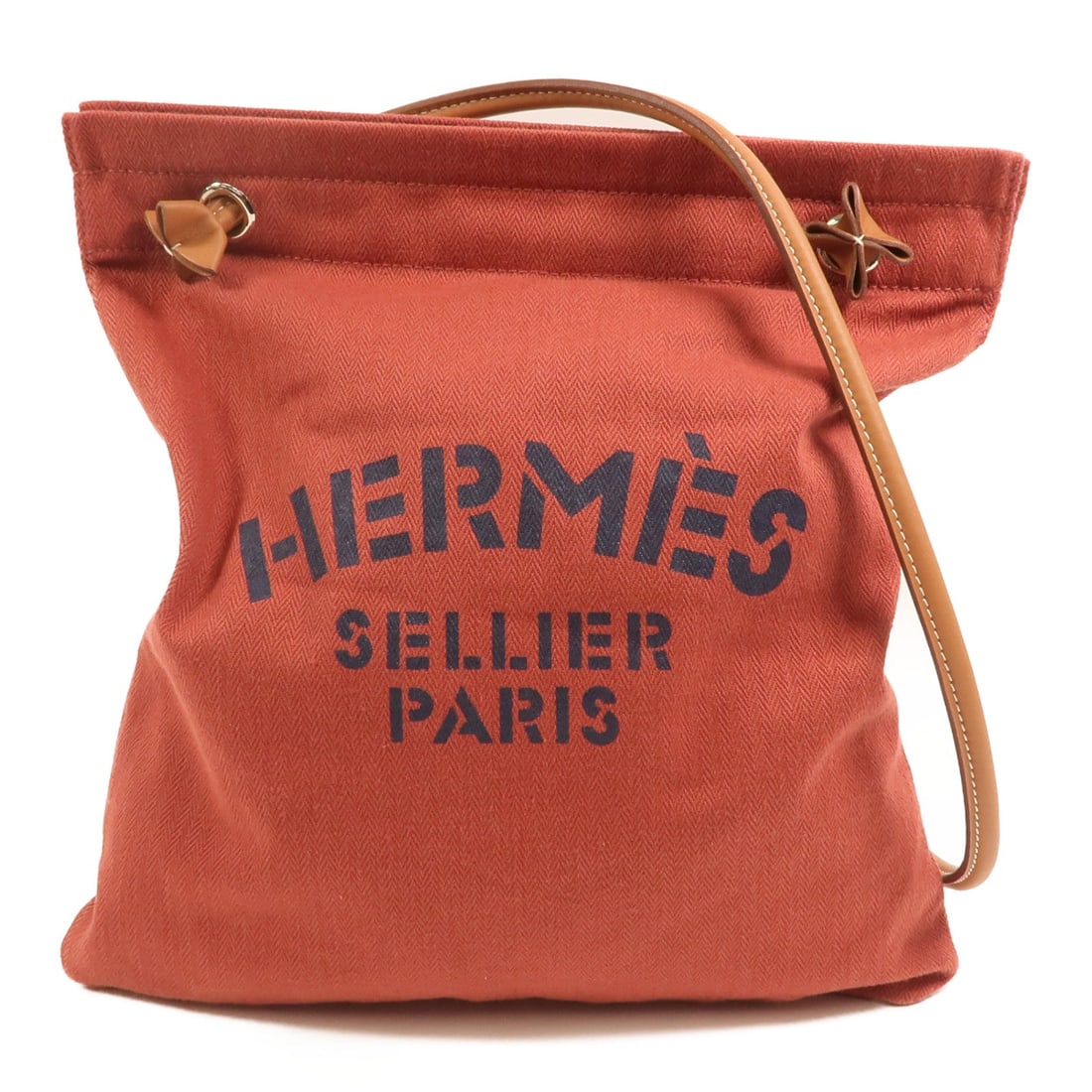 Hermes Aline Rouge H Canvas: Aline shoulder bag in Rouge H canvas and Veau Swift leather with palladium-tone hardware. Includes storage bags. Size 29.5 x 33.5 x 0.5 cm.