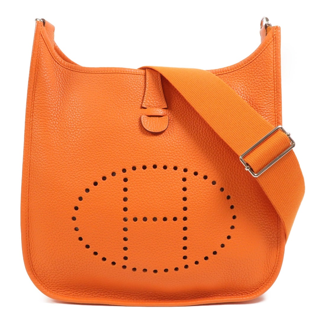 Hermes Evelyne PM Feu: Orange Clemence leather shoulder bag.