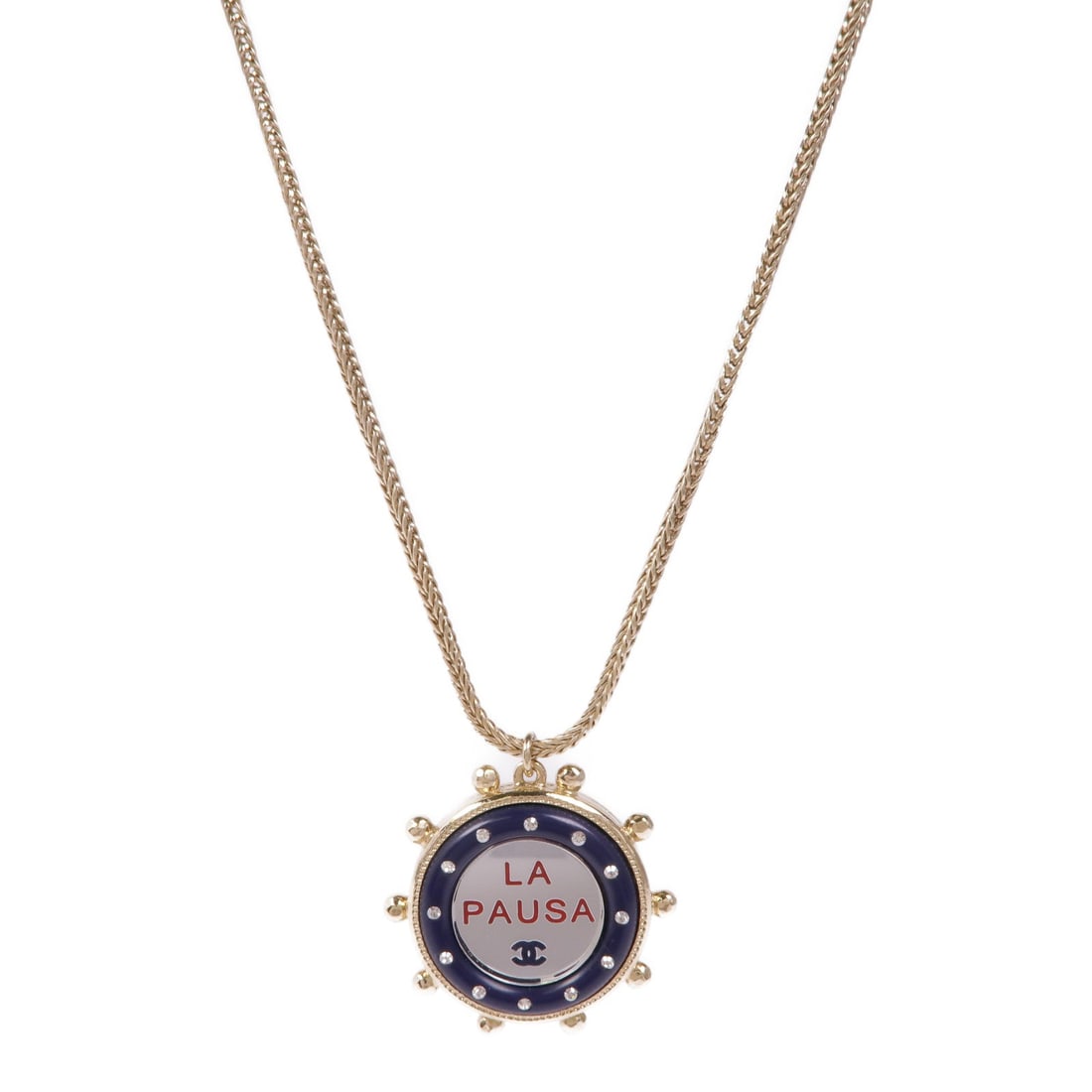 Chanel CC Gold Silver Navy: CC necklace in metal with gold silver and navy tone.