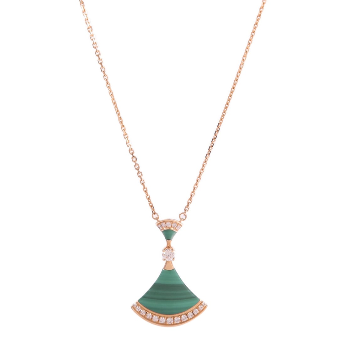 Bvlgari Divas' Dream 351143 Necklace: Divas' Dream 351143 necklace in 18K pink gold with malachite and diamond.