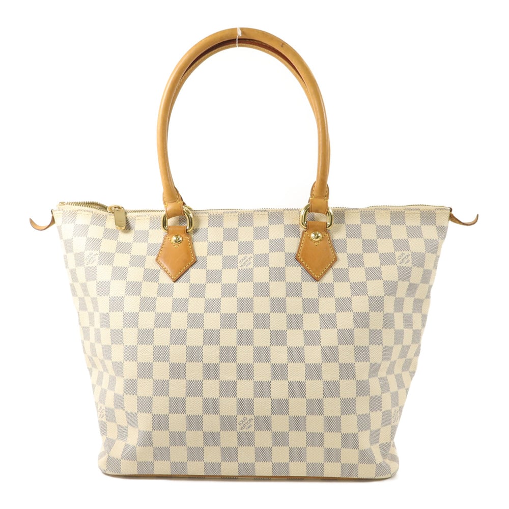 Louis Vuitton Saleya MM Azur: Saleya MM shoulder bag N51185 in white Damier Azur canvas. Size 31 x 29 x 18 cm.