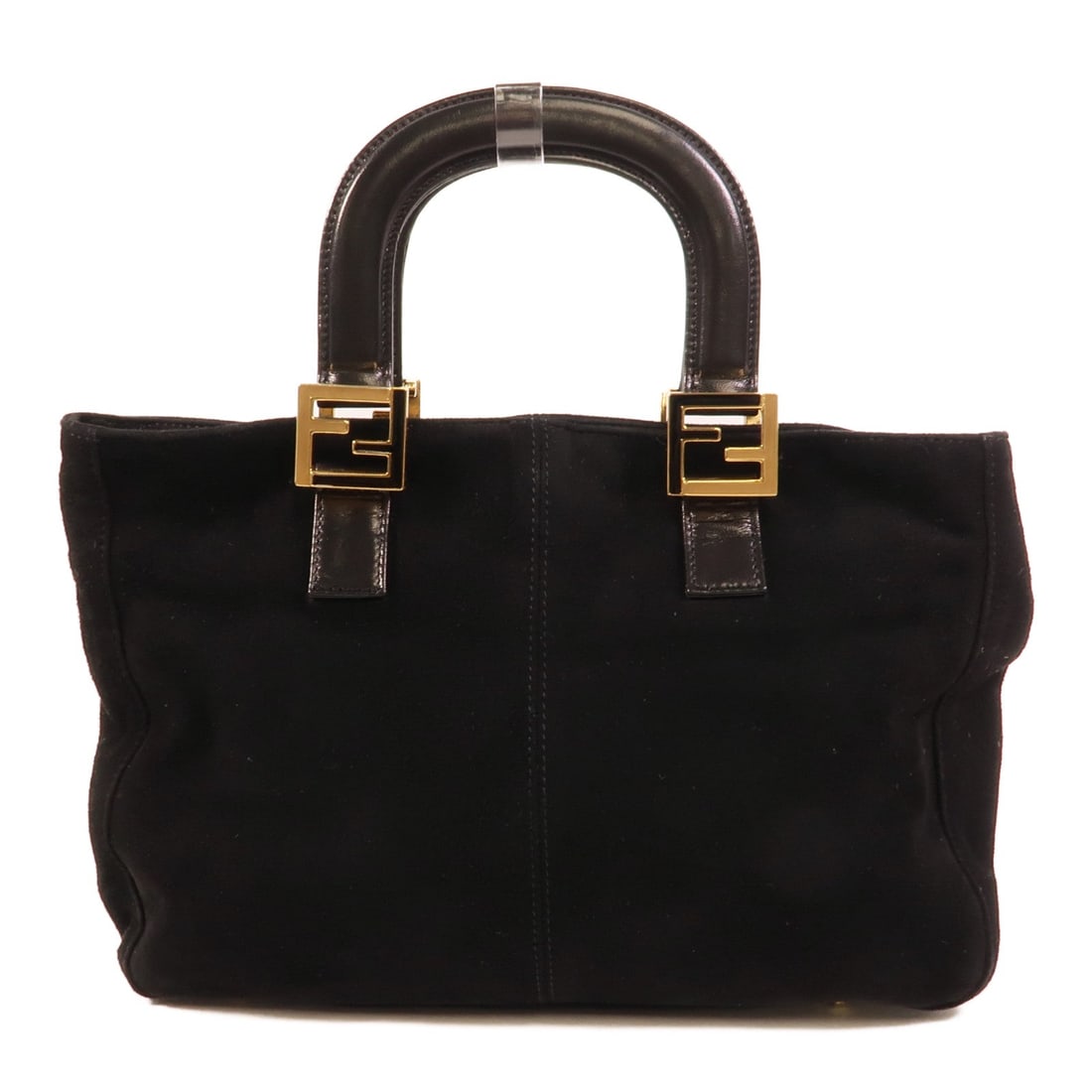 Fendi Suede Hand Bag Black: Hand bag in black suede with gold-tone hardware. Includes storage bags. Size 30 x 22 x 11 cm.