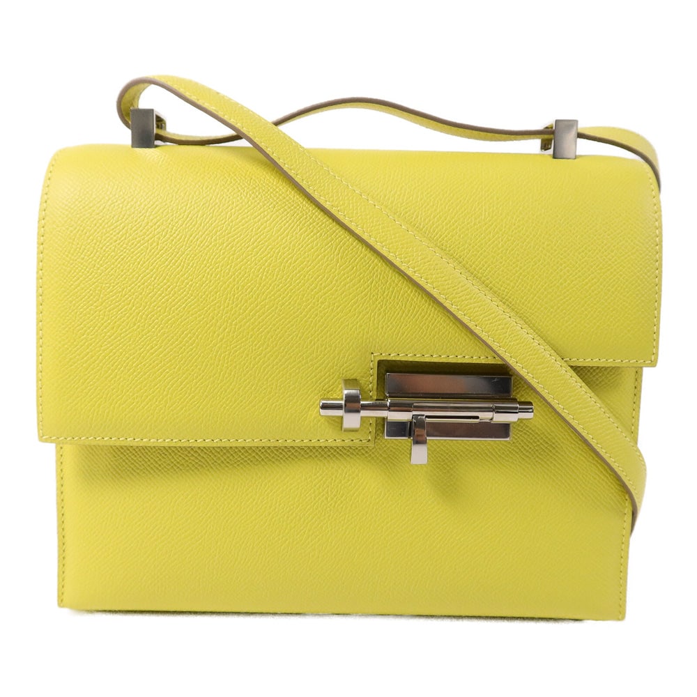 Hermes Verrou 23 Lime: Lime Epsom leather shoulder bag with palladium-tone hardware.
