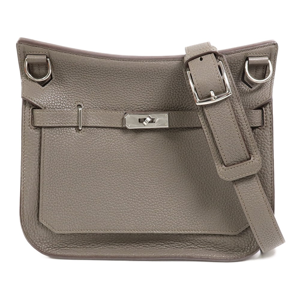 Hermes Jypsiere 28 Etain: Etain Togo leather shoulder bag with palladium-tone hardware.