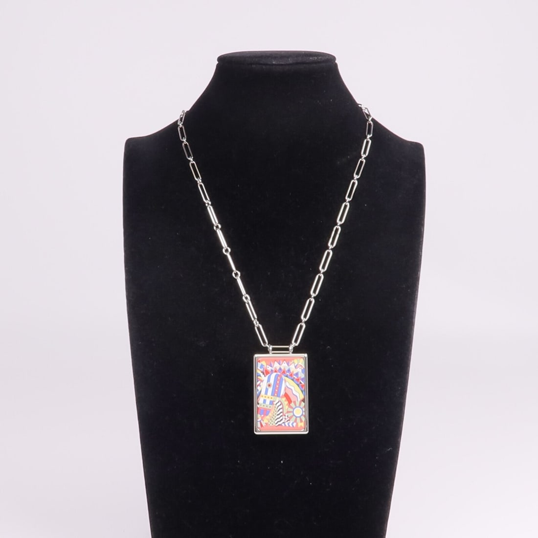 Hermes Locket Necklace Silver - 11