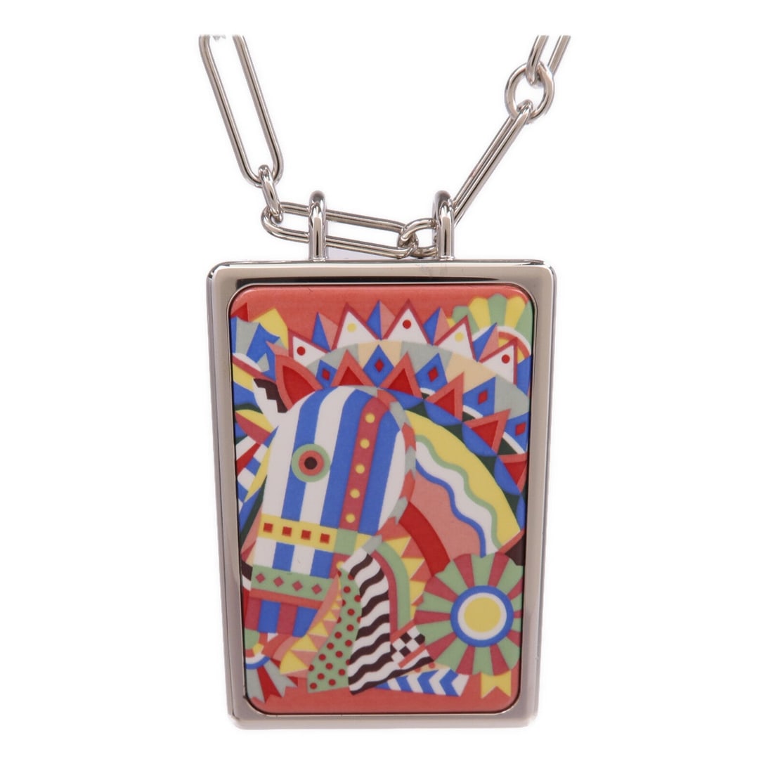 Hermes Locket Necklace Silver - 3