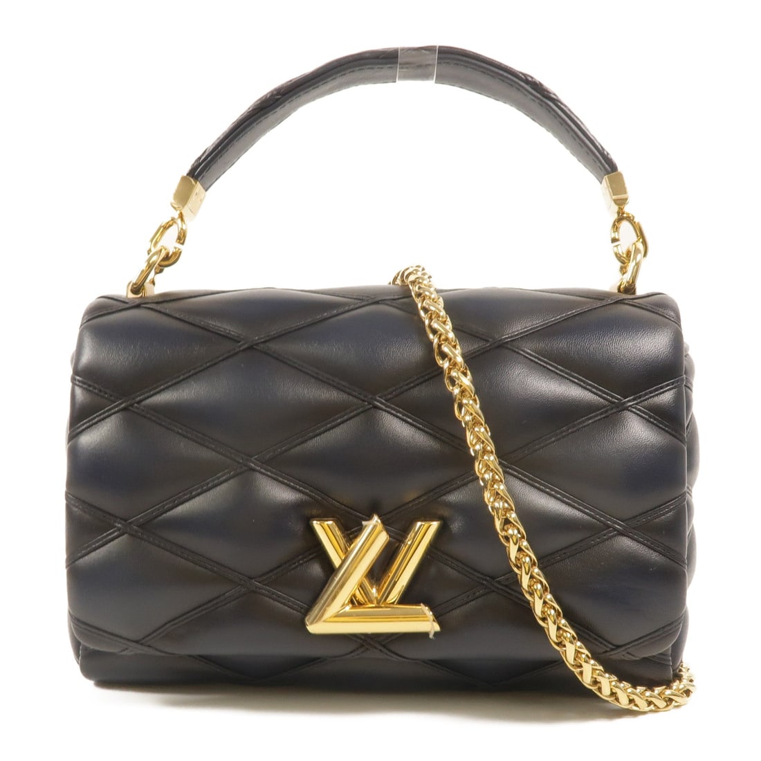 Louis Vuitton Go-14 MM Navy: Navy lambskin Go-14 MM 2-way shoulder bag with gold-tone hardware.