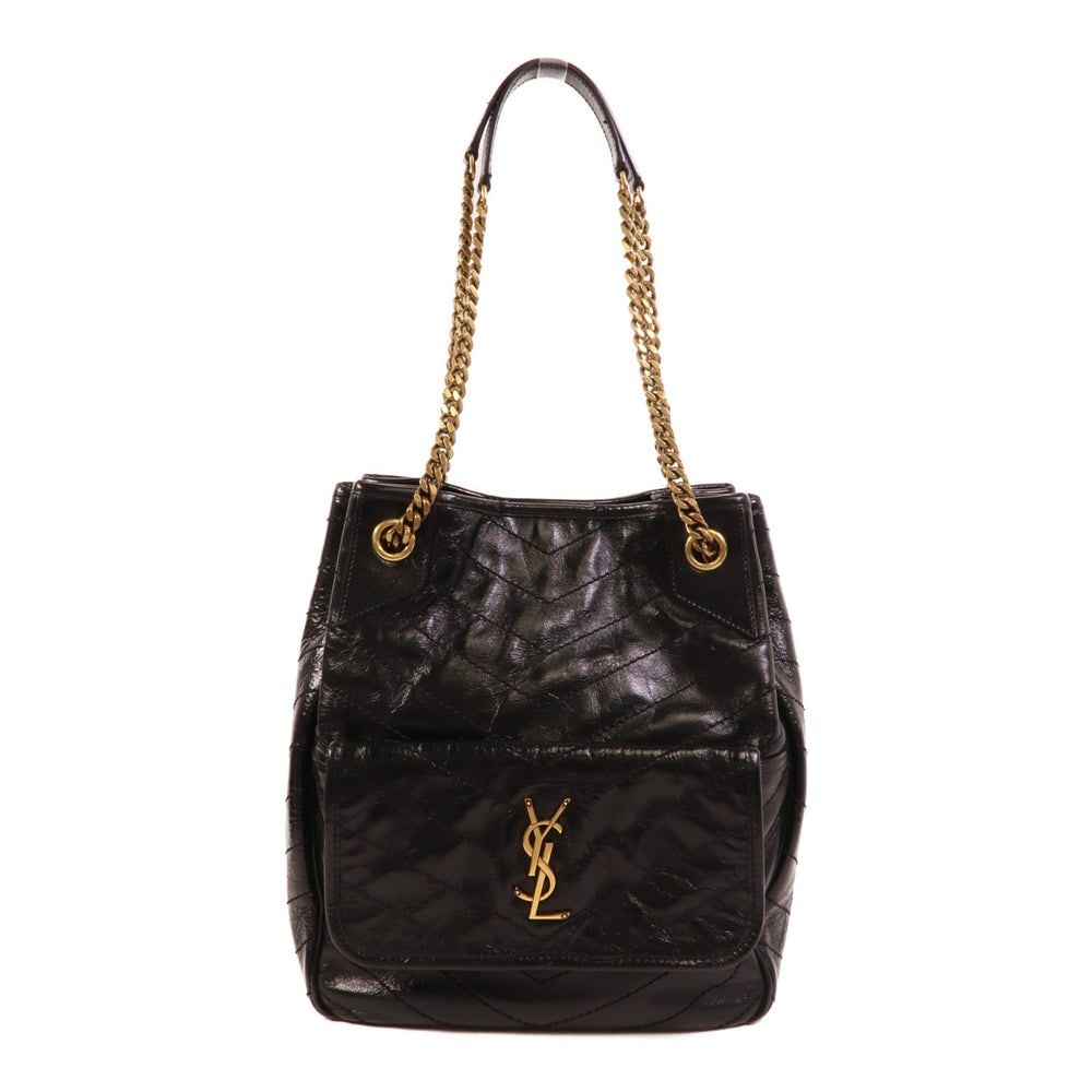 Saint Laurent Niki Small: Black calfskin shoulder bag.