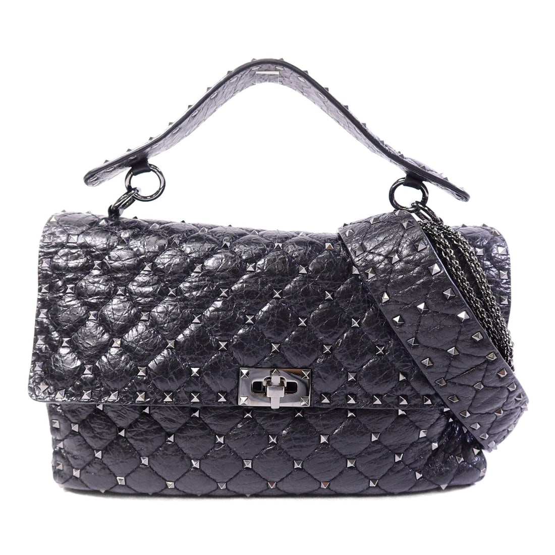 Valentino 2 Way Shoulder Black: 2 way shoulder bag in black calfskin. Includes storage bags and shoulder strap. Size 30 x 19 x 8 cm.