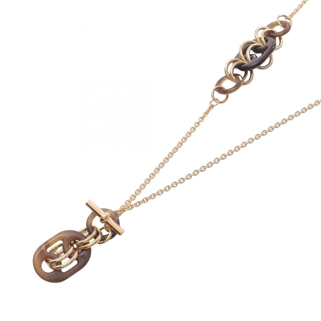 Hermes Eurydice PM Necklace: Eurydice PM necklace in buffalo horn with gold and dark brown tone.