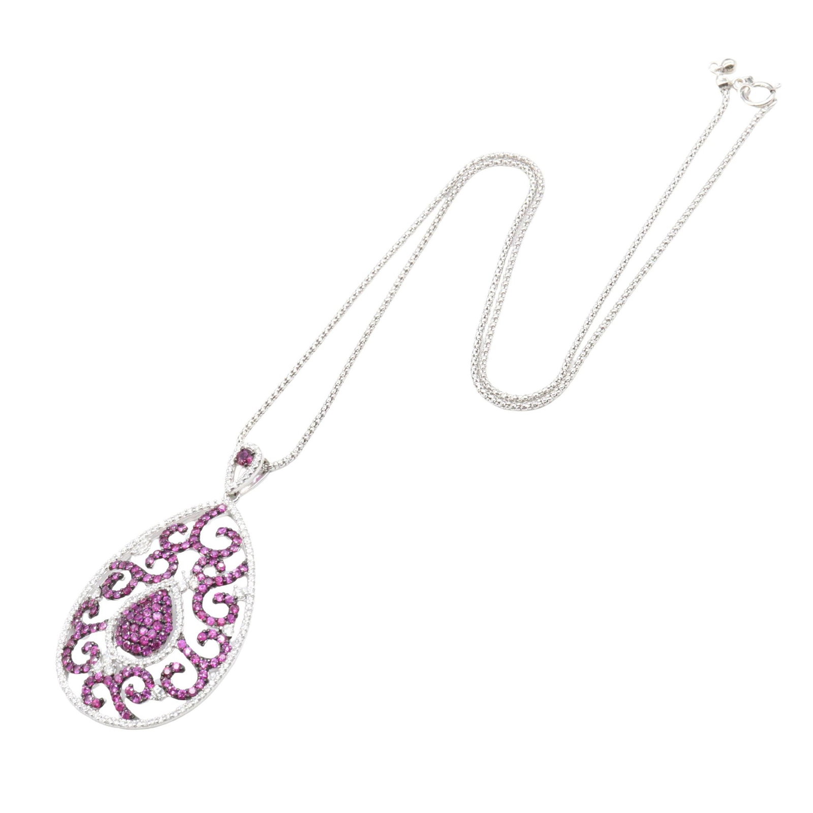 Ruby Diamond Necklace White Gold - 2