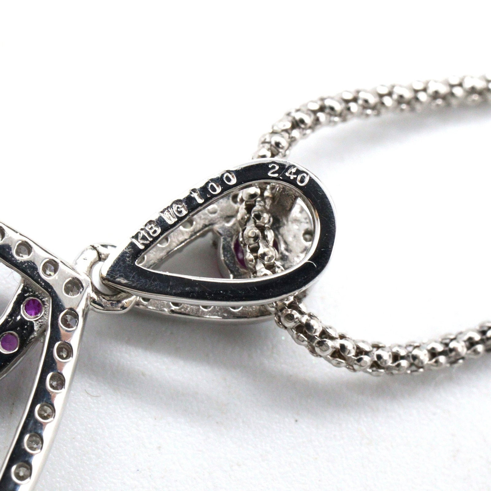 Ruby Diamond Necklace White Gold - 4