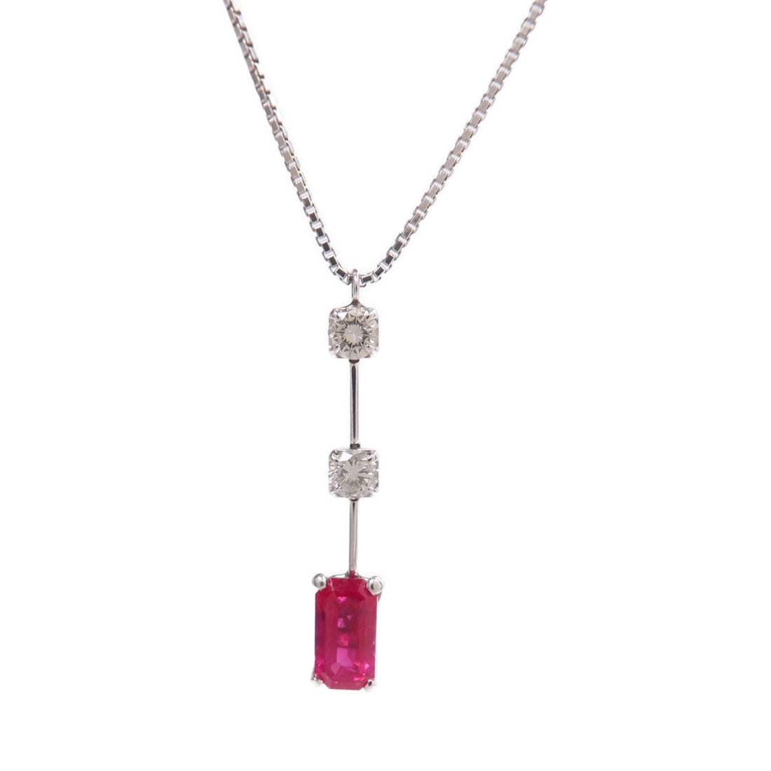 Ruby Diamond Necklace Platinum - 3