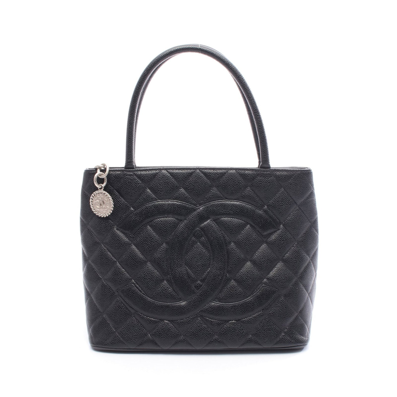 Chanel Reissue Tote Black: Reissue tote handbag A01804 in black caviar skin with silver hardware; includes serial seal; 29 x 24 x 14 cm.