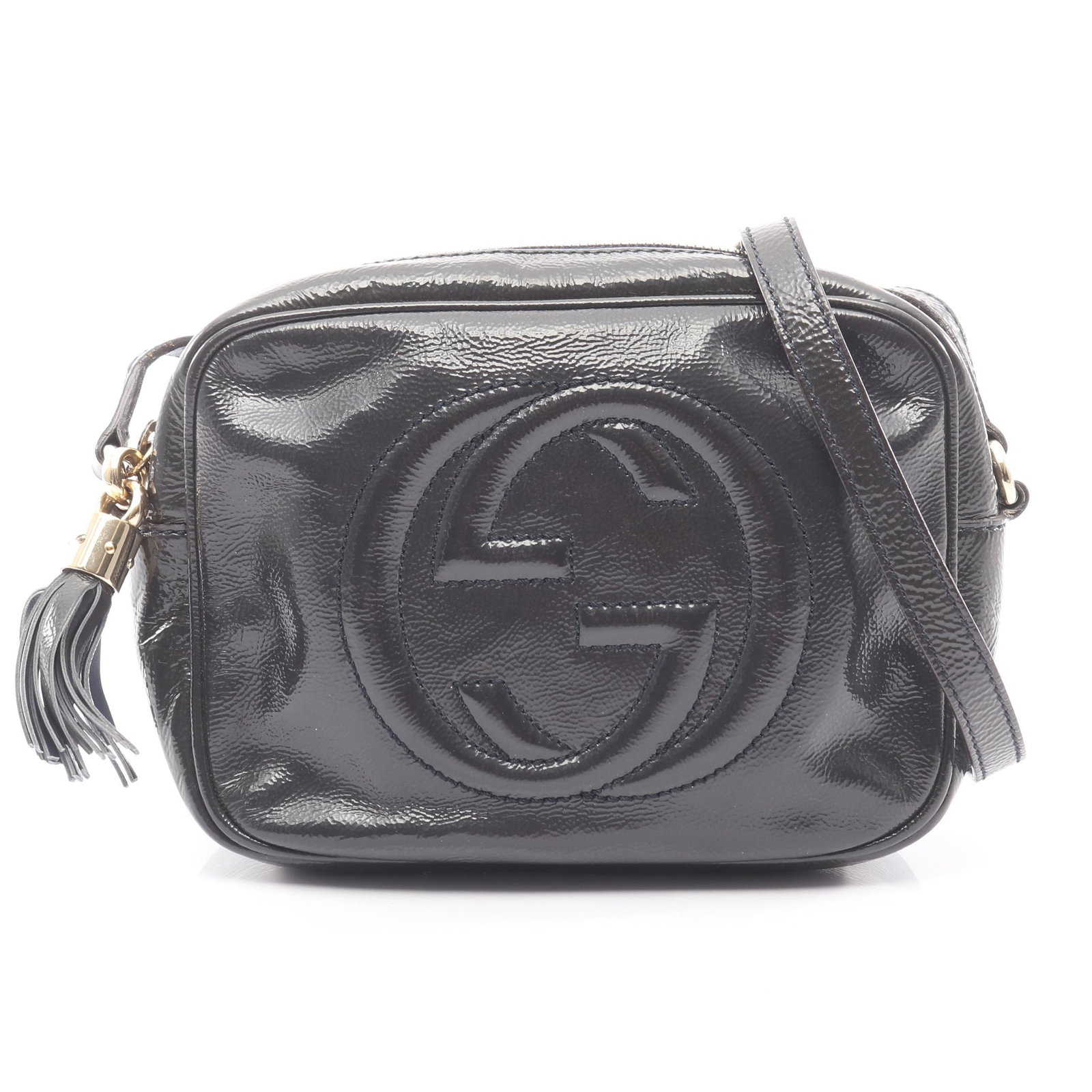 Gucci Soho Disco Bag Navy: Dark navy patent leather Soho Disco shoulder bag 308364; 20 x 15 x 7 cm.