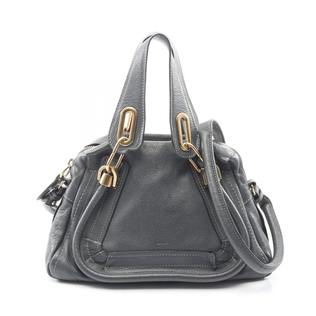 Chloe Paraty Small 2Way Gray: Gray leather Paraty Small 2 way handbag with shoulder strap; 29 x 21 x 12 cm.