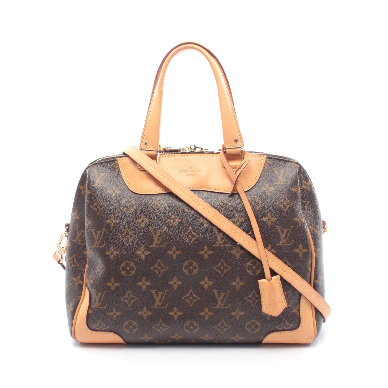 Louis Vuitton Retiro PM Brown: Retiro PM 2 way handbag M40325 in Monogram PVC and leather; includes shoulder strap, 2 keys, and crochet; 32 x 26 x 14 cm.