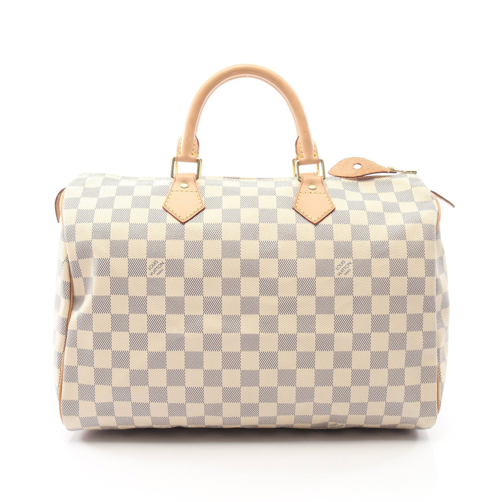 Louis Vuitton Speedy 35 Azur: Speedy 35 handbag N41535 in Damier Azur PVC and leather; 35 x 24 x 17 cm.